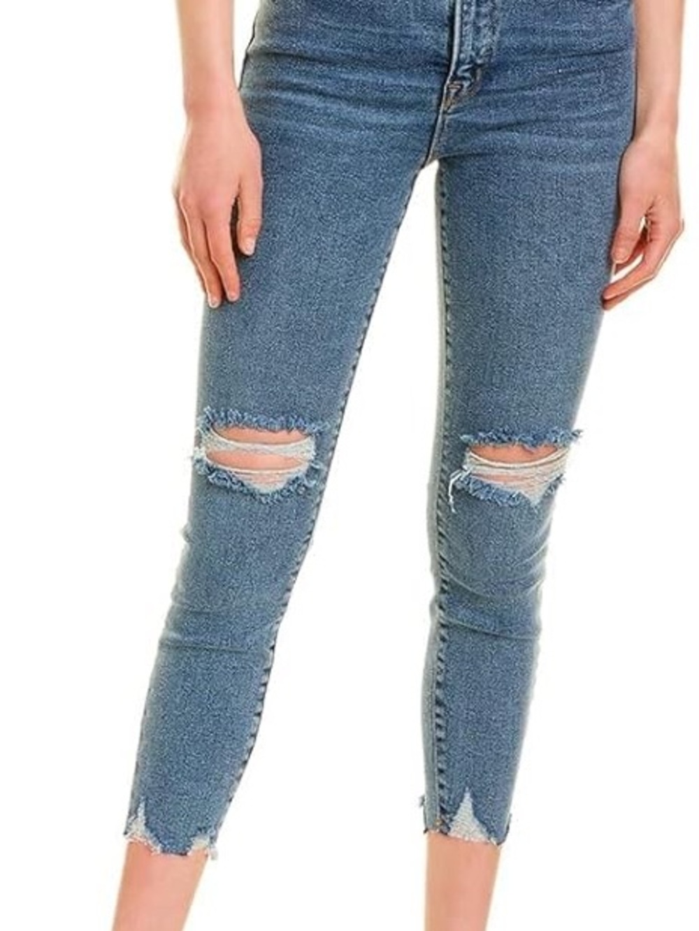 Good American High-Rise Ripped Skinny Jeans in Blue